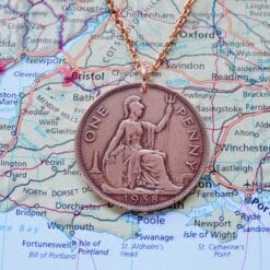 Verenigd Koninkrijk 1 penny muntketting | sleutelhanger | 1937 - 1952