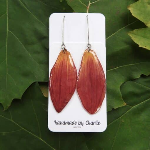 Dahlia bloem oorbellen - hang | Rood C