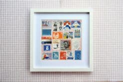Nederland postzegel collage in houten lijstje | Mix